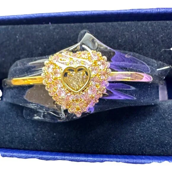 Swarovski Idyllia Bangle, Heart, Pink, Gold-Tone Plated
